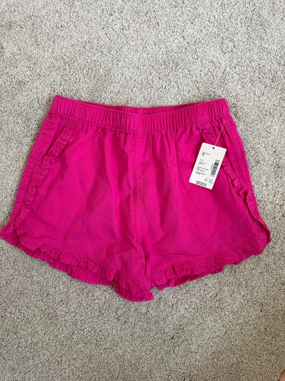 NWT KIDS GIRLS Ruffle-Trim High Waist Shorts in Hot Pink SIZE 12